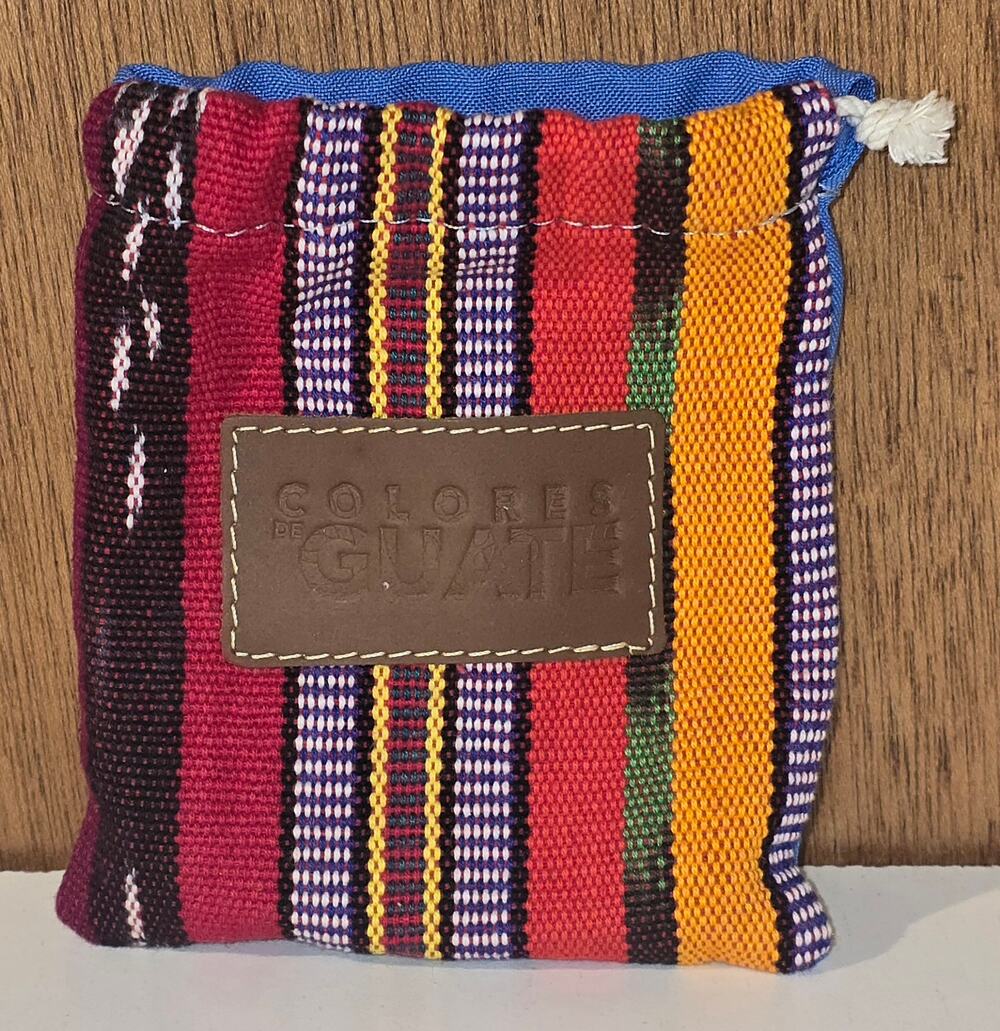Colores De Guatemala Woven Drawstring Pouch Coin Purse 5x4.5 Multicolor